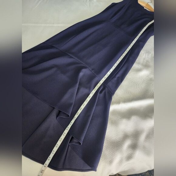 Calvin Klein Blue Sheath Dress Sleeveless Crew Neck High Low Hem - Picture 10 of 12